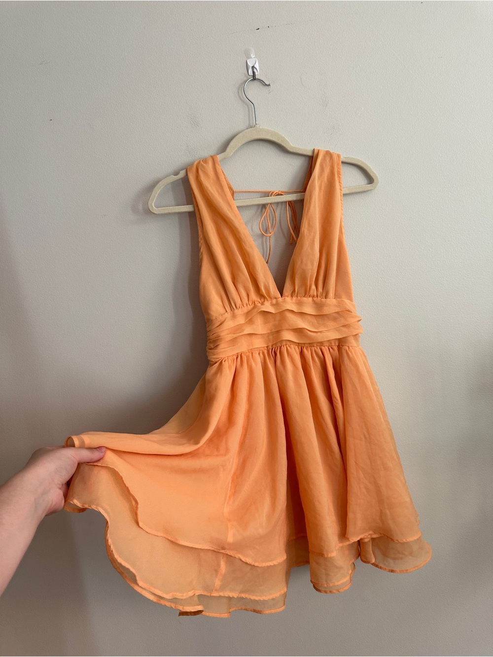 Abercrombie & Fitch Orange Sleeveless V-Neck Plunge Mini Dress SIZE S - Picture 4 of 9